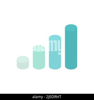 Isometric graph, pyramid and pie chart set. Business colorful analysis symbols for reports and presentations. Stock Vector