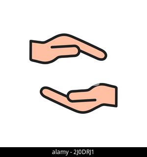 Hand gesture icon. Giving hand sign. Arm silhouette. Vector illustration isolated on white. Stock Vector