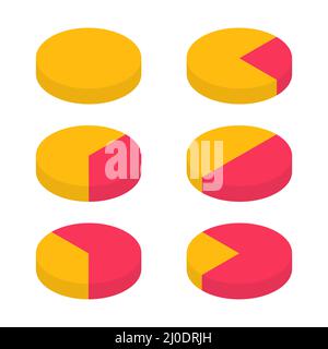 Pie chart colorful infographic. Isometric round diagram with four heights. Statistics information. Stock Vector