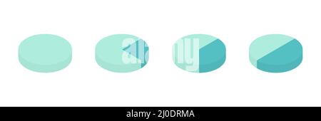 Pie chart colorful infographic. Isometric round diagram with four heights. Statistics information. Stock Vector