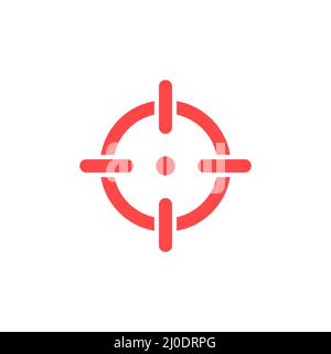 Aim sniper shoot. Target red icon. Focus cursor bull eye mark Stock Vector