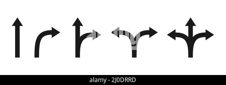 Arrow icon set. Black simple arrows collection. Vector illustration isolated on white Stock Vector