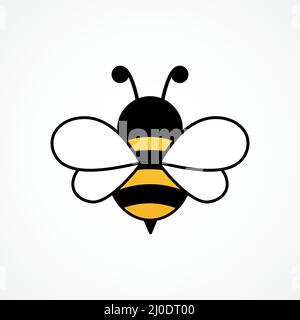 Bee cartoon flying character. Happy cute bee. Stock Vector