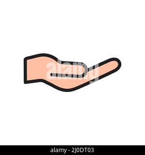 Hand gesture icon. Giving hand sign. Arm silhouette. Vector illustration isolated on white. Stock Vector