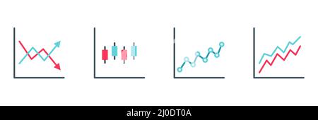 Graphics and charts flat icons set. Big data concept. Business analysis symbol. Statistics and diagram information Stock Vector