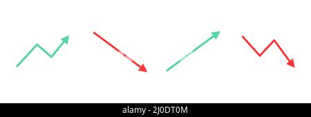 Increase and decrease arrows sign set. Growth and falling arrow icons collection. Stock Vector