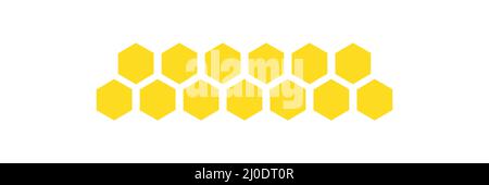 Honeycomb shape in line shape. Hexagon elements set. Stock Vector