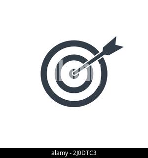Target with arrow black icon. Goal line symbol. Successful shoot. Business aim pictogram. Stock Vector