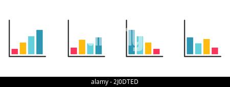 Graphics and charts flat icons set. Big data concept. Business analysis symbol. Statistics and diagram information Stock Vector