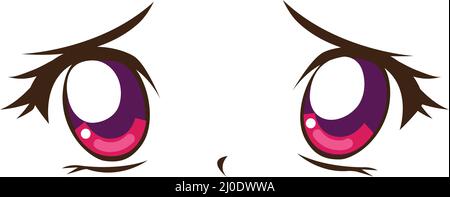 Surprised anime face. Funny round eyes and kawaii big mouth. - Stock Image  - Everypixel