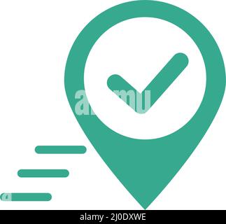 Map pins with modern check marks. Editable vector. Stock Vector