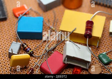 Electronics on a board Stock Photo