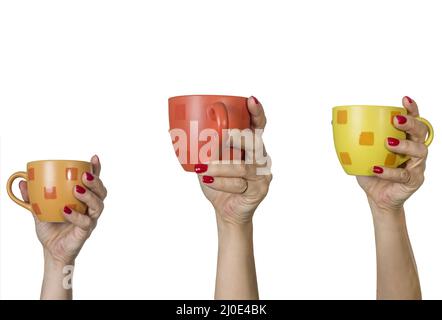 Coffee, cup, mugs, breakfast, change, barista, isolated Stock Photo