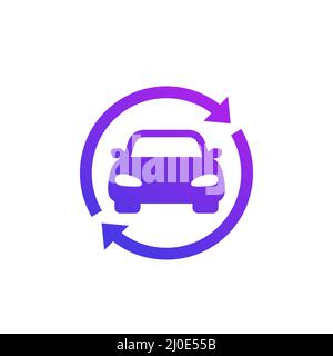 carsharing, rental service logo, icon with a car Stock Vector
