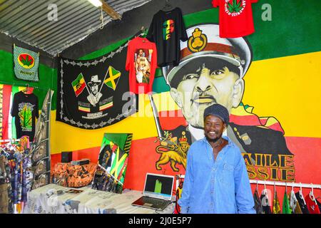 Ethiopian reggae curio shop, Hartbeespoort, North West Province, Republic of South Africa Stock Photo