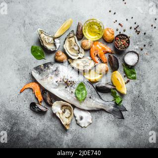 Seafood fresh assortment Stock Photo