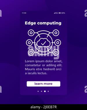 Edge computing mobile banner with line icon Stock Vector