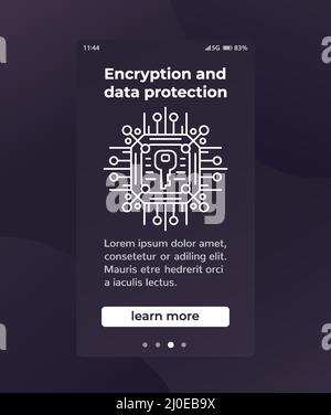 Encryption and data protection, banner design Stock Vector