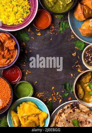 Assorted indian food Stock Photo