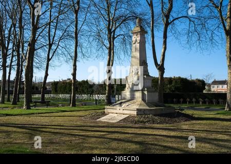 Le Mans, France - February 27, 2022: The west cemetery in Le Mans contains Belgium, French,American, Polish, Commonwealth and German graves.  Sunny wi Stock Photo