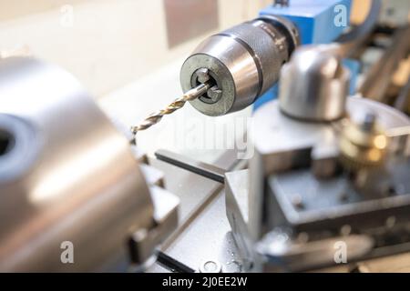 close up lathe working on metals Stock Photo