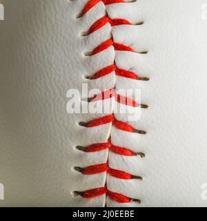 Macro shot. Baseball. Details. There are no people in the photo. Sports background. Sports games, matches, professional and amateur sports, training, Stock Photo