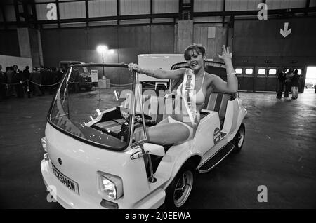 Model Joanne Latham sitting in an electric car. 13th March 1978 Stock