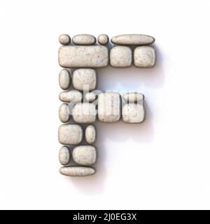 Pebble font Letter F 3D rendering illustration isolated on white background Stock Photo