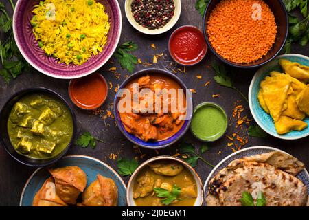 Assorted indian food Stock Photo