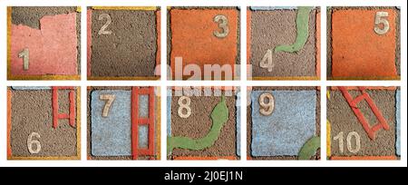 Outdoor painted numbers 1-10 Stock Photo