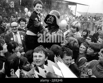 The City of Newcastle 900 Years Anniversary Celebrations 1980 - The anniversary year celebrate the founding of the New Castle in 1080 by Robert Curtois, son of William the Conqueror - Darth Vader opens the Fun To Be Young exhibition.    24th May, 1980 Stock Photo