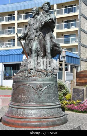 Lewis and Clark Monument in Seaside, Oregon Stock Photo