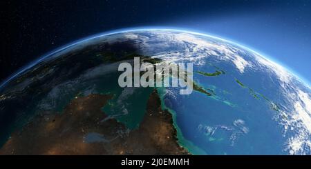 Detailed Earth. Australia and Papua New Guinea Stock Photo