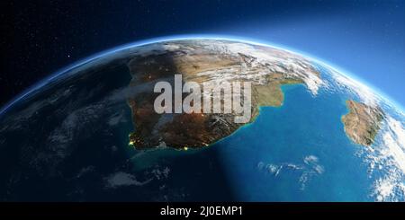 Detailed Earth. South Africa Stock Photo