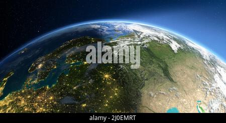 Detailed Earth. European part of Russia Stock Photo