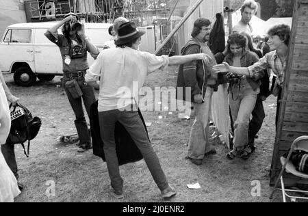 Rolling Stones: Keith Richards at Knebworth Pop Festival for a special appearance with fellow Rolling Stone Ronnie Wood and The New Barbarians.12th August 1979. Stock Photo