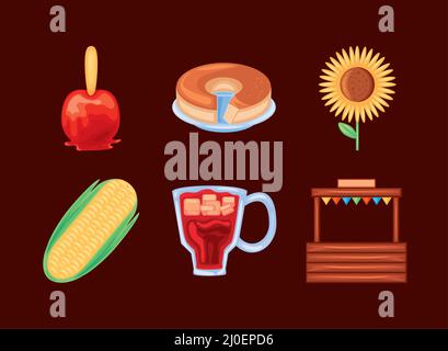 festa junina party icons set Stock Vector
