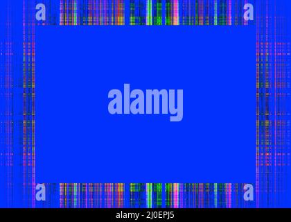 Multicoloured rough lines frame on blue Stock Photo