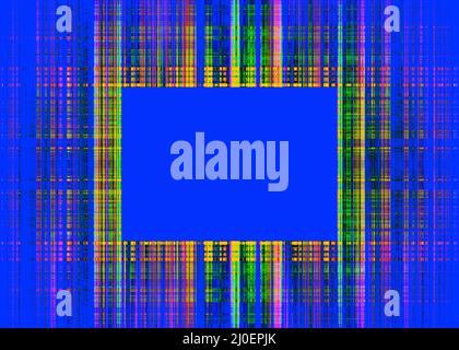 Multicoloured rough lines frame on blue Stock Photo