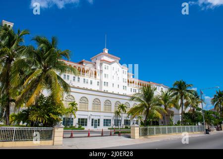 British Colonial Hotel on Marlborough Street in historic downtown Nassau, New Providence Island, Bahamas. Stock Photo