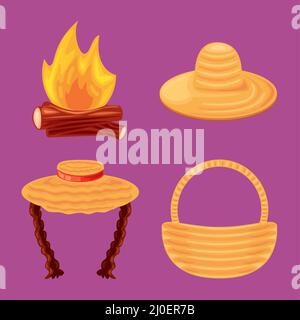 junina flat icons party Stock Vector