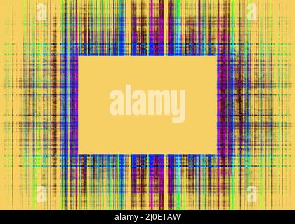 Multicoloured rough lines frame on yellow Stock Photo