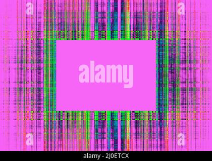 Multicoloured rough lines frame on pink Stock Photo