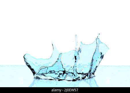 Splash of crystal clear water on isolated on white background. Selective focus macro shot with shallow DOF Stock Photo