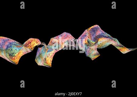 Abstract swirl colorful flame or Beautiful wavy smoke isolated over black background overlay. Fresh eco vawy set collection Stock Photo