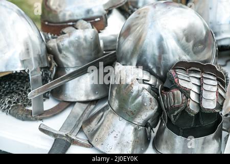 Knight's metal glove. Element protective armor Stock Photo