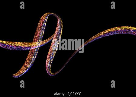 A - The capital letter handwritten made of multicolored luminous circles isolated on black background. Part of Alphabet series Stock Photo