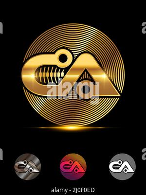 A Vector Illustration set of CA Golden Techno Vector Sign Stock Vector