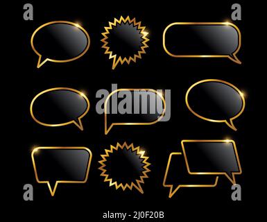 A vector Illustration set of Golden Bubble Chat Icon Stock Vector