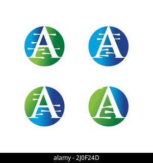 A Vector Illustration set of DNA Monogram Logo Initial Letter A Stock Vector